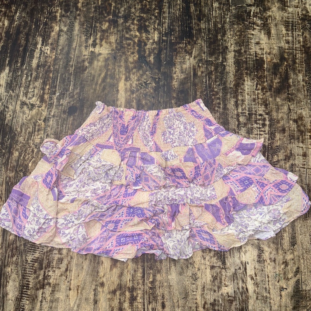 Olivaceous Purple and Cream Bubble Mini Skirt